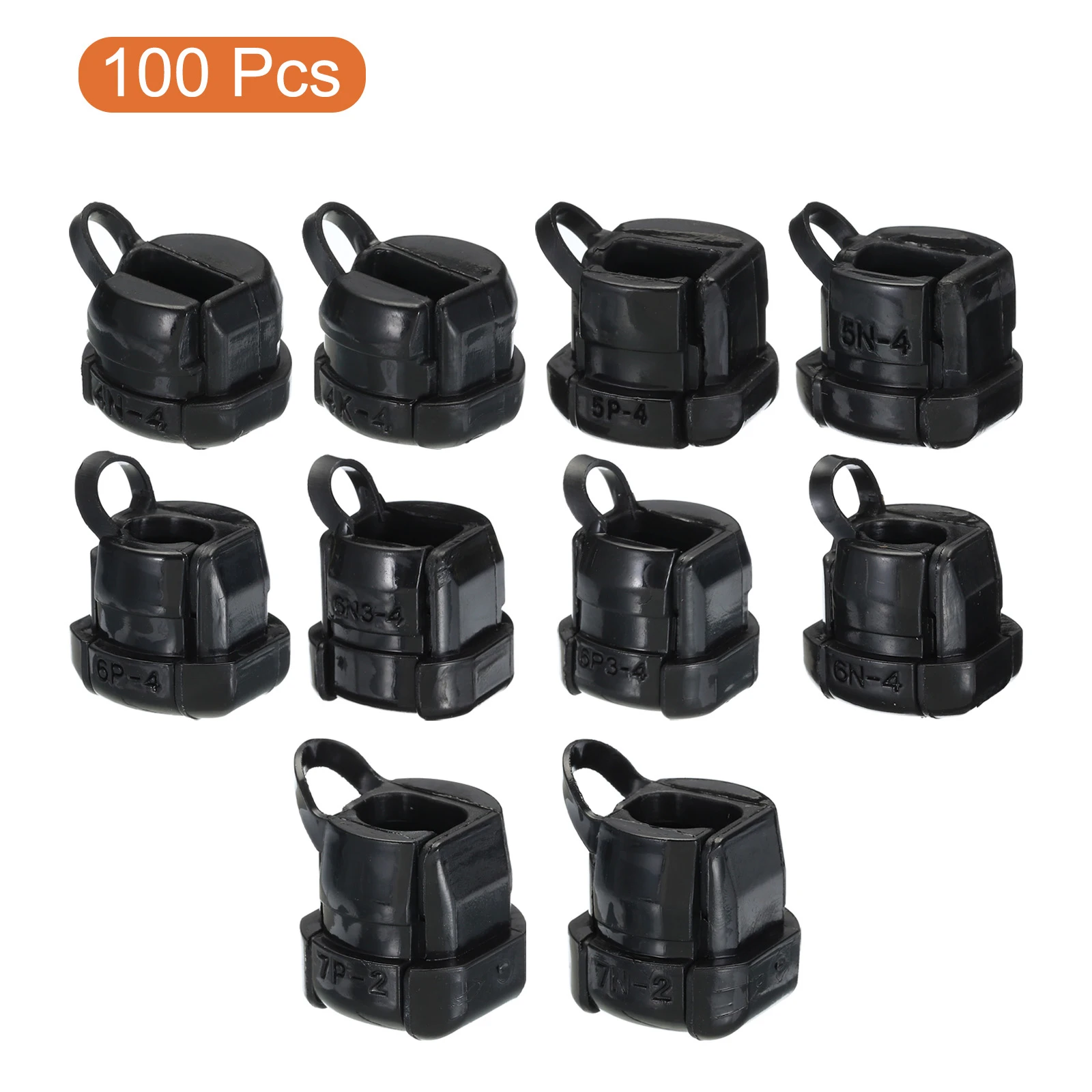 100Pcs Nylon Power Wire Cable Cord Sleeve Clip Buckle Clamp Strain Relief Bushing 4K4 4N4 5N4 5P4 6N4 6P4 6N3-4 6P3-4 7N2 7P2