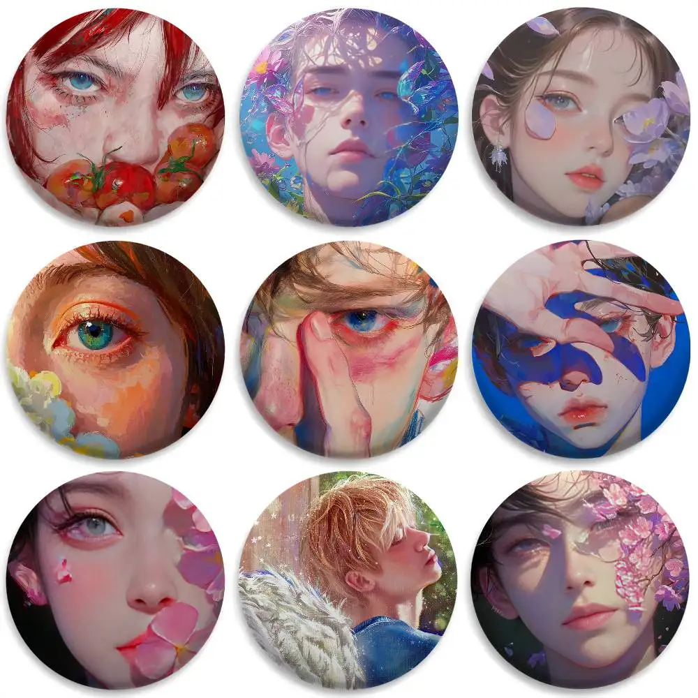 

Handsome Fashion Pretty Badges Round Exquisite Badge Brooches Creative Pins For Clothes Hat Backpack Gift Accessories