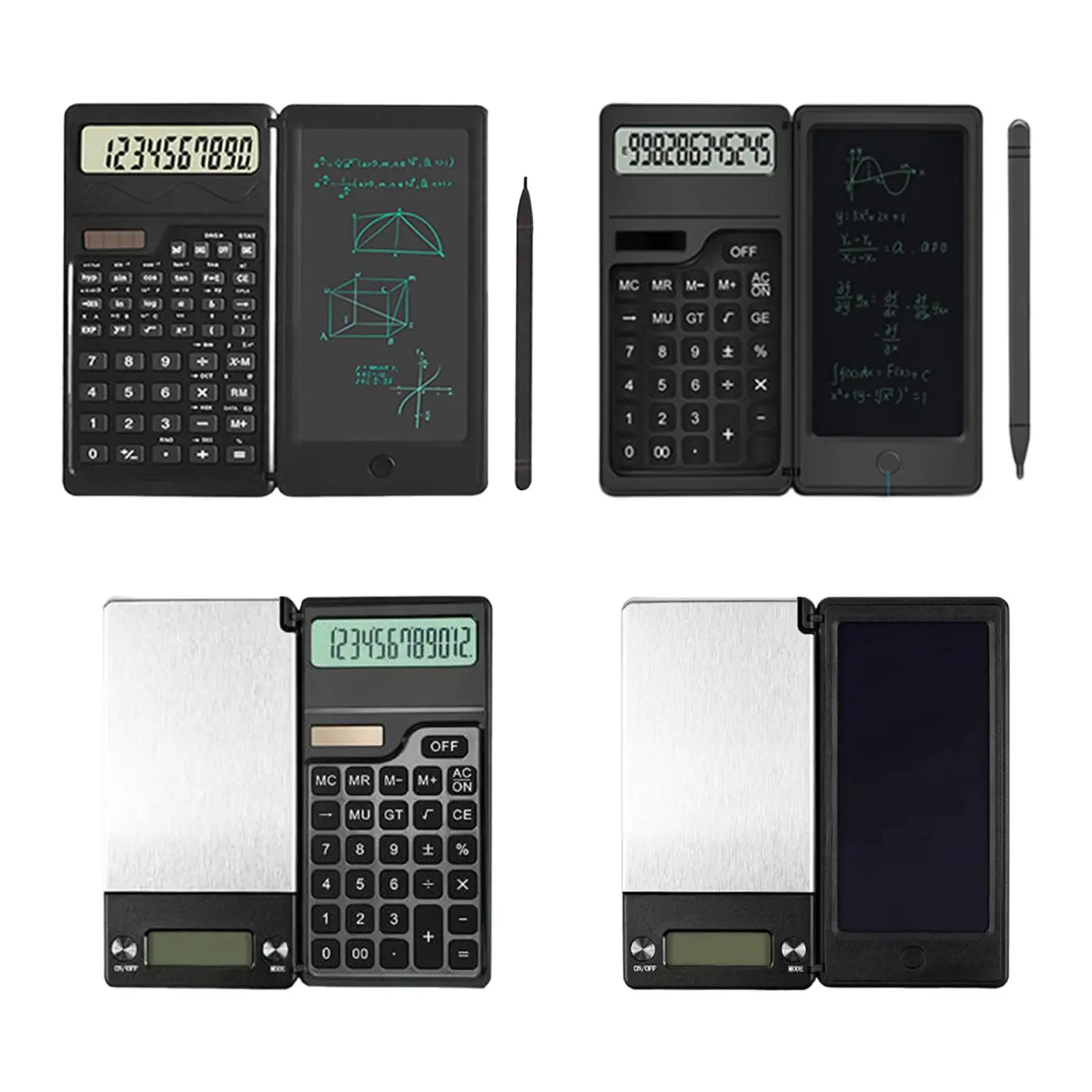 Desktop Calculator Portable Solar and Battery Double Power Source with Writing Tablet and Pen for Accounting Office School Home