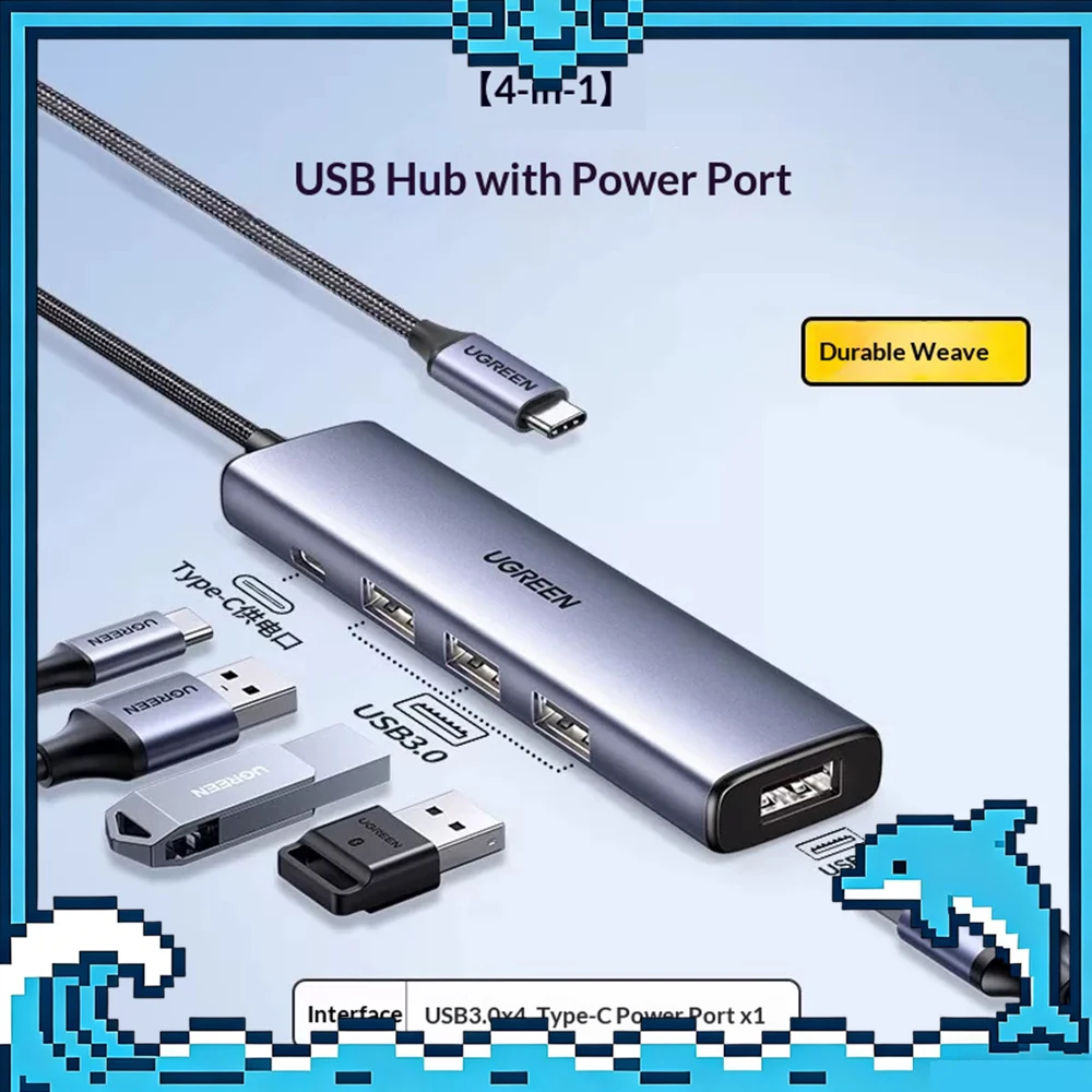 UGREEN 4 in 1 Expansion Dock Adapter USB Typec HDMI Suitable For Charging Two Devices Simultaneously For MacBook Pro Air Laptop
