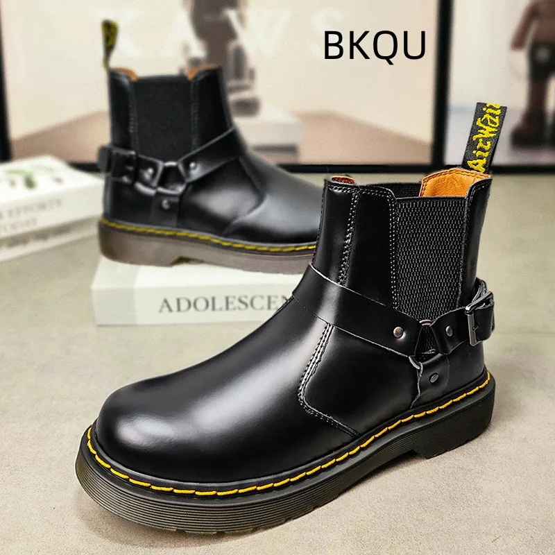 Couple Motorcycle Boots Non-slip Platform Comfortable Fashion Wear-Resistant High Top Heighten Spring and Autumn Main Push