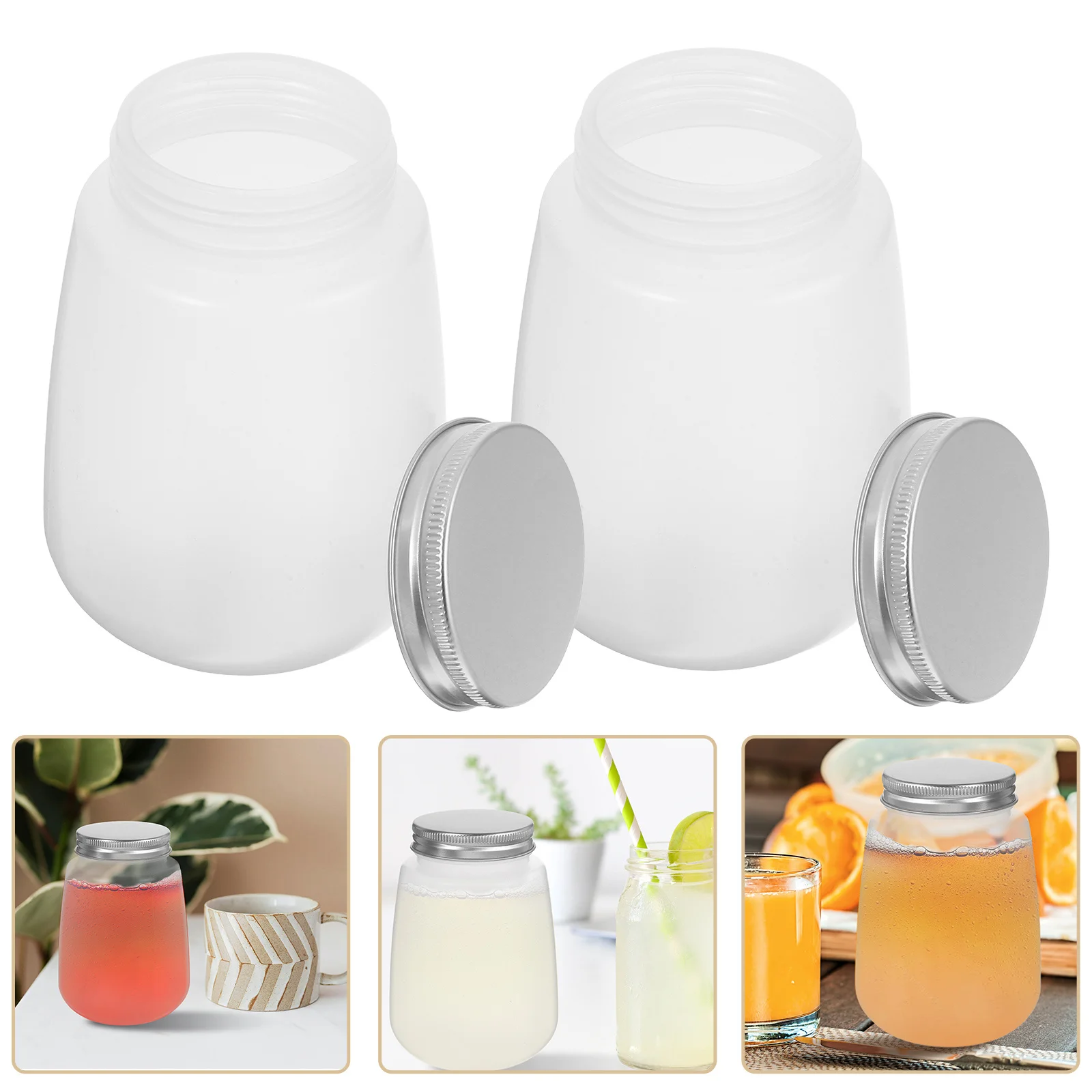 

10Pcs Durable Plastic Milk Tea Bottles Wide Mouth Design Insulated Portable for Takeout Parties Empty Bottles with Caps