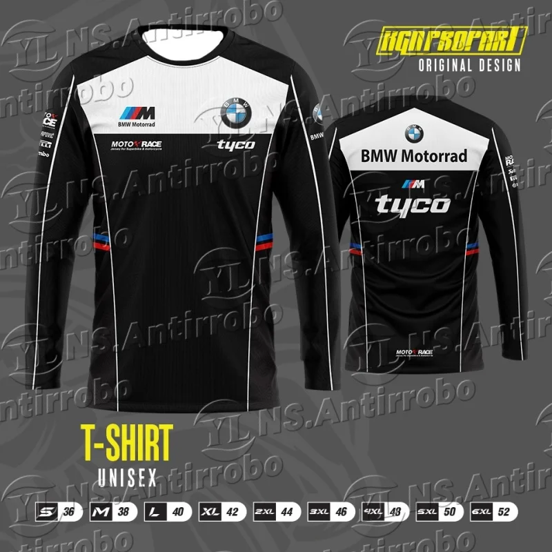 

BMW Tyco Racing Спортивная одежда Мотоциклетные гонки Спортивная быстросохнущая мужская футболка с длинными рукавами Летний дышащий свободный топ