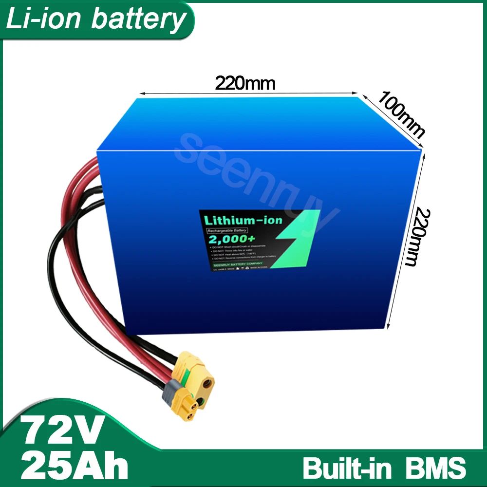 72V 25AH Li ion With 30A 50A BMS Lithium Polymer Battery Perfect For 2000w 3000W Electric Scooter Bike Bicycle Dirt Ebike