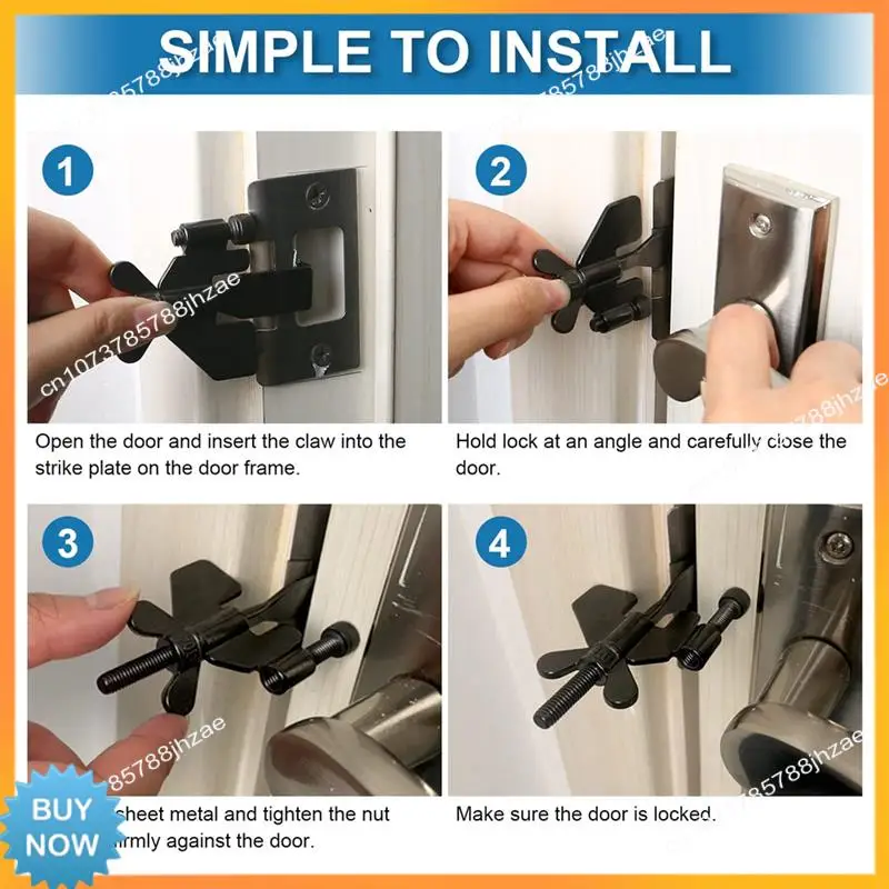 

A10R 2 Piece Portable Door Lock Security Devices Door Lock For Travel, Home, Hotel,School,College,Apartment, Dormitories