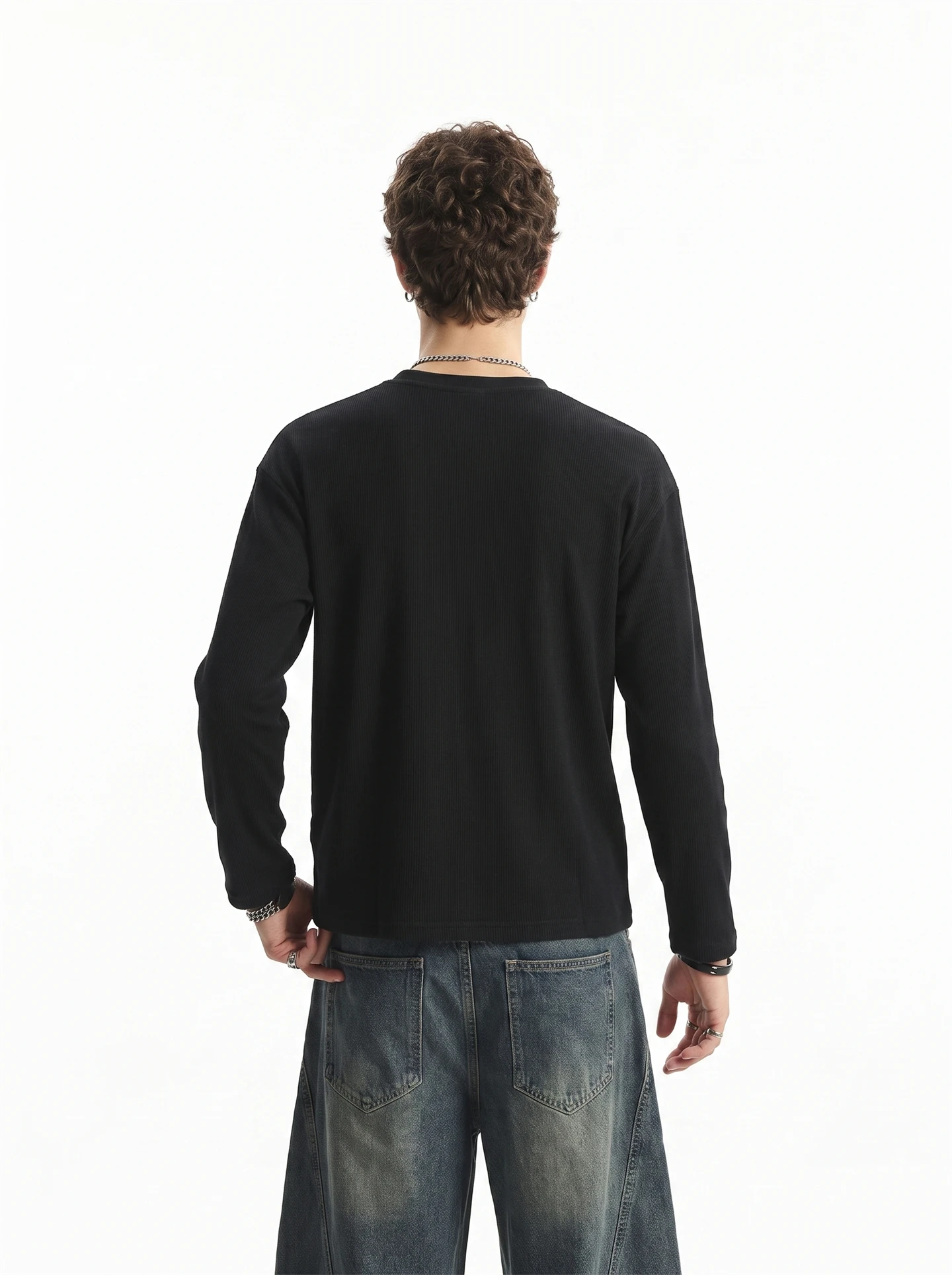 BETEBULE American High Street Long Sleeve T-Shirt Men's Vintage Trendy Short Wide Top Youth Popular Standard Fit Printed Shirt