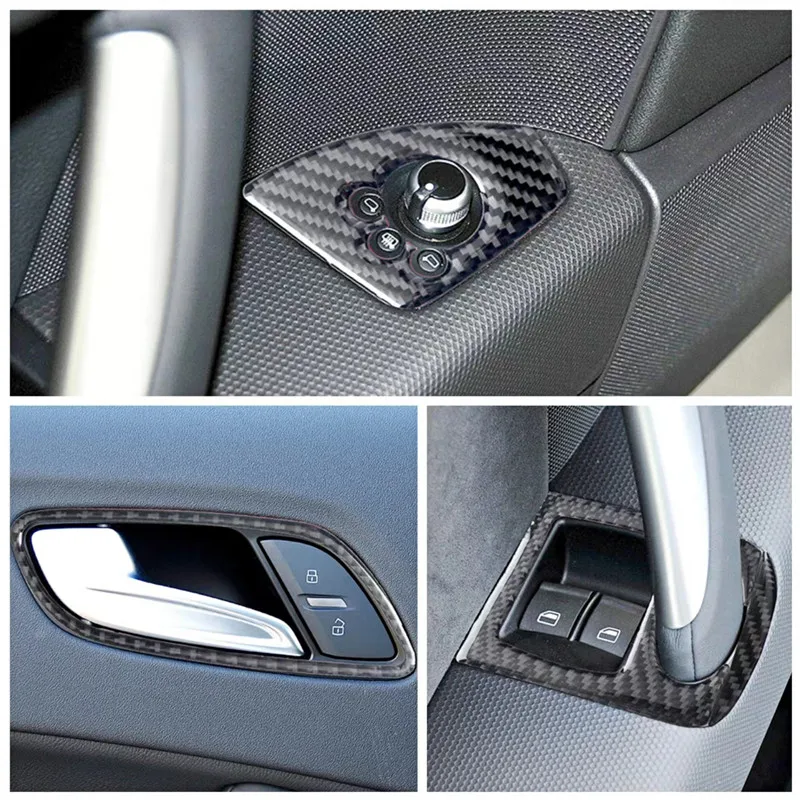 

Carbon Fiber Car Door Window Control Panel Modification Cover Trim Strips Decorative Stickers For Audi TT Interior Accessories