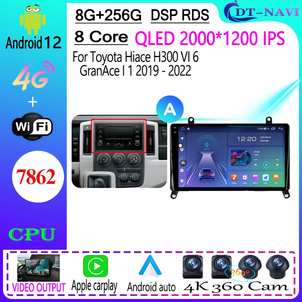 Car Radio For Toyota Hiace H300 VI 6 GranAce I 1 2019 - 2022 Multimedia Video Player Navigation GPS Android No 2din 2 din dvd BT