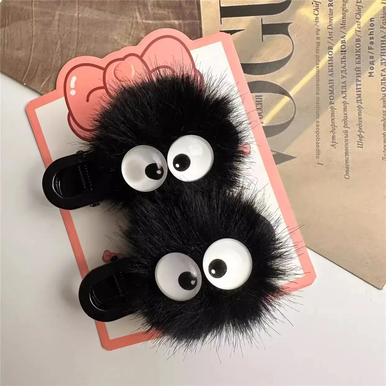 

Children's Funny Duckbill Hair Clip Cross-Border Totoro Black Coal Ball Plush Hair Clip Salon Professional Girl Hair Accessories