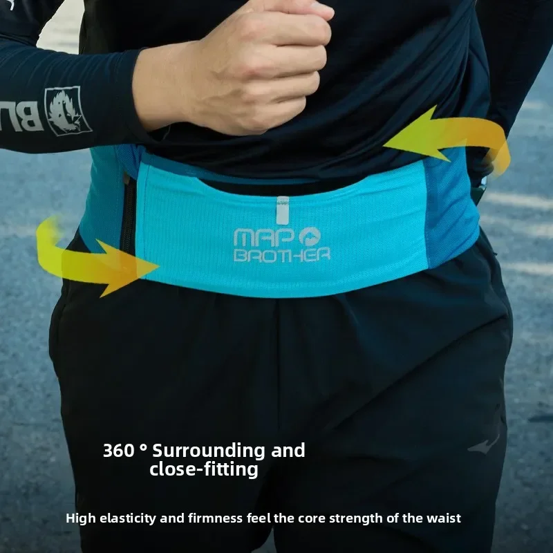MAP BROTHER W1003 حزمة خصر رياضية سوداء متعددة الوظائف بسحاب للجري خفيفة الوزن للسفر مناسبة لمحفظة مفاتيح الجيب