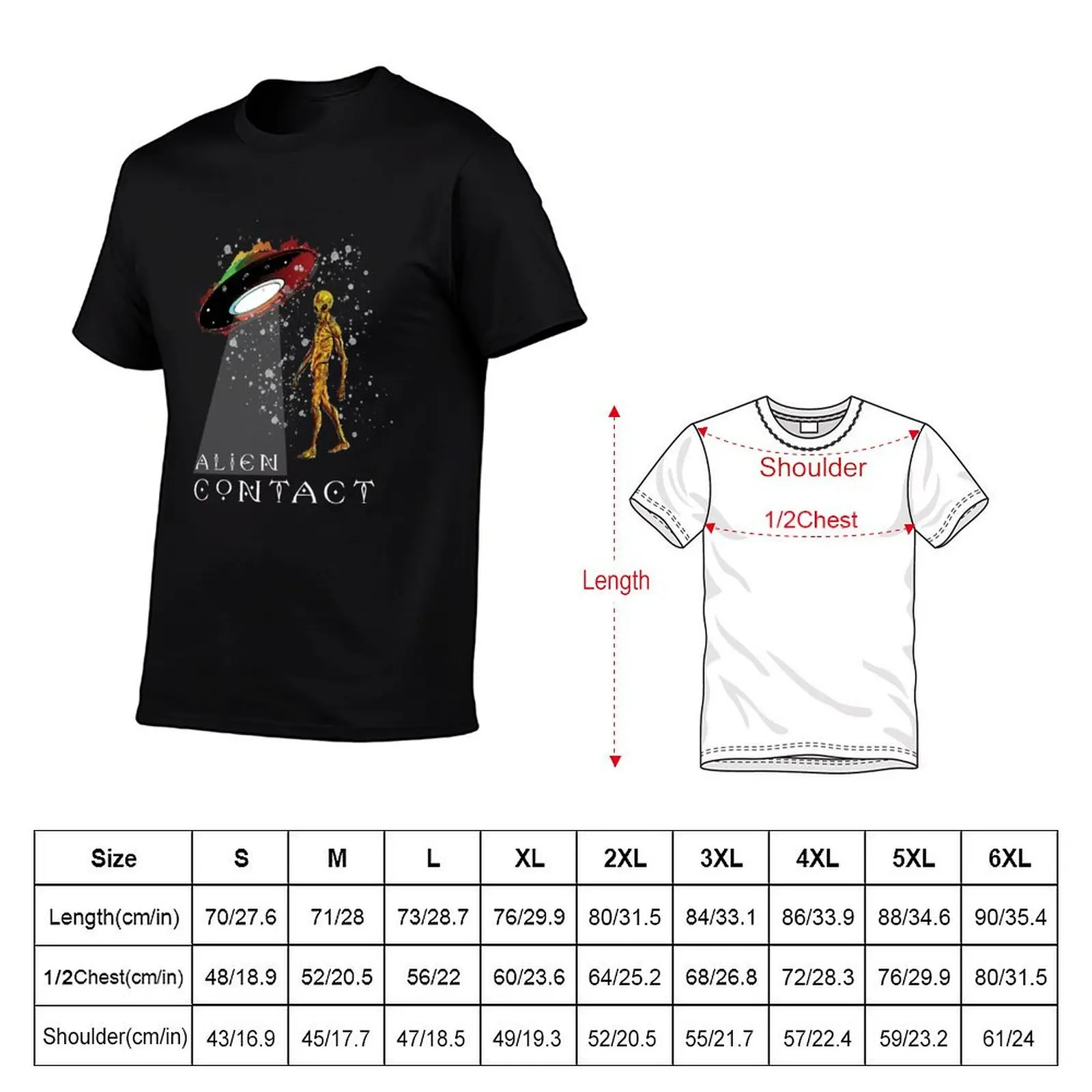 Alien Contact - Alien and Spaceship T-Shirt Plus Size Loose Fit T-Shirt