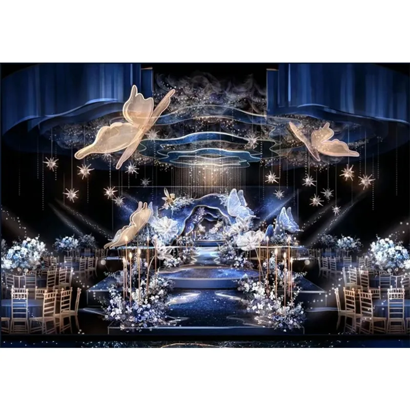 Wedding props arrangement luminous butterfly wings stage decoration ceiling pendant venue arrangement ornament wedding road