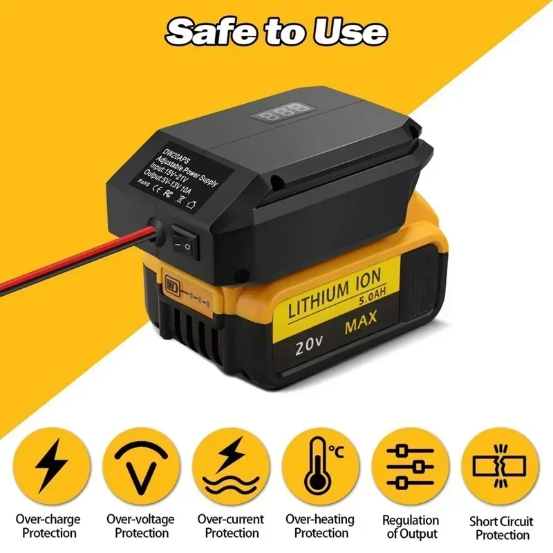 Power Tool Adapter Cigarette Lighter Voltage Regulator DW20APS 20V To 5-13V Step Down Converter for DeWalt 20V Li-ion Battery