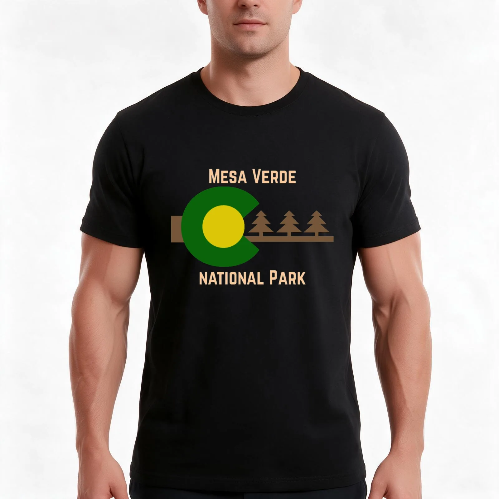 Mesa Verde National Park Flag Forest T Shirt T-Shirt, Summer Casual Cotton Tee, Oversized Streetwear Tops, Vintage Graphic Print