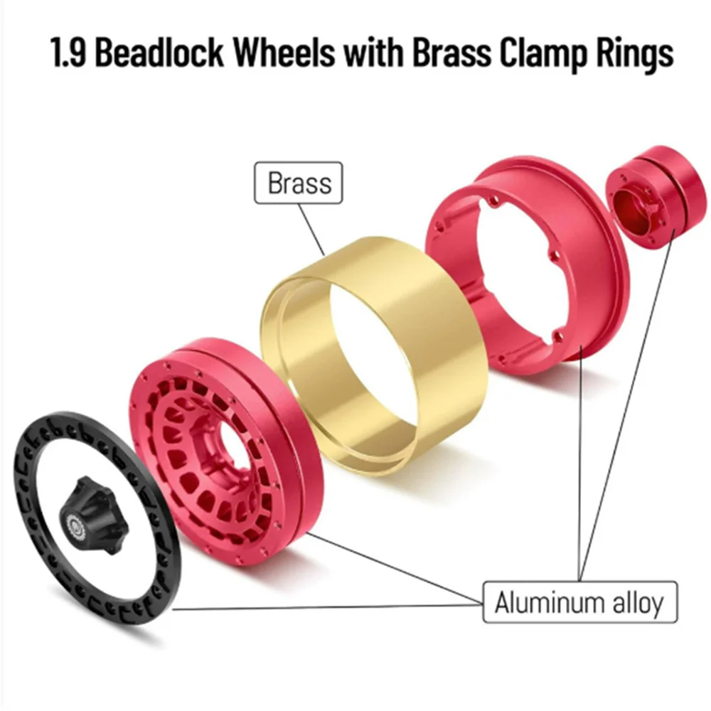 Cubo de rueda con bloqueo de bola de latón y aleación de aluminio para SCX10/TRX4 90046, pieza de juguete para vehículo todoterreno de coche de escalada de simulación RC de 1,9 pulgadas