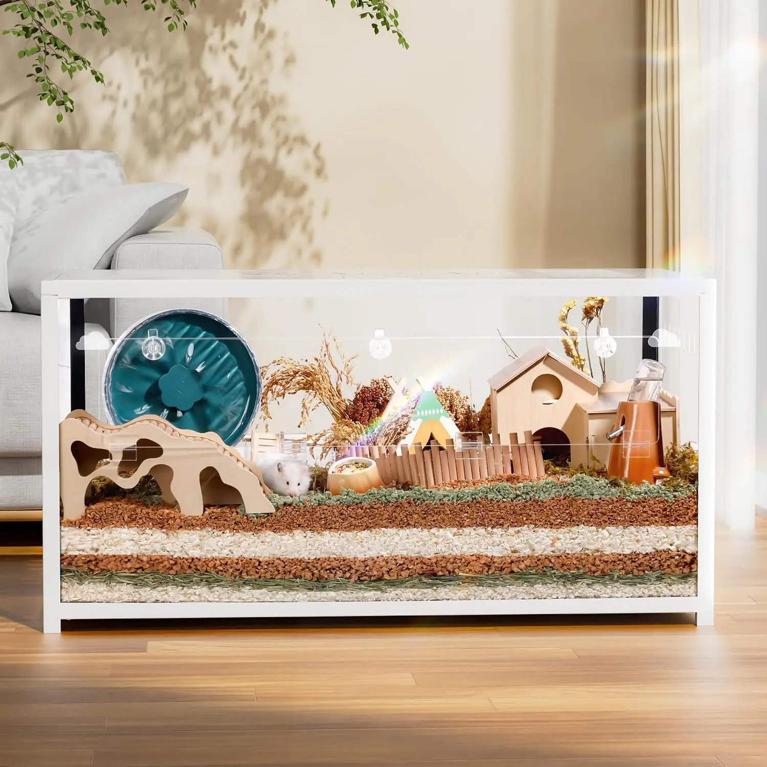 Hamster Cage Metal 2.0 - Large Hamster Enclosure Stackable with Top Access Easy Assemble 39.3L*19.7W*20.6H Inches Dwarf Syrian H