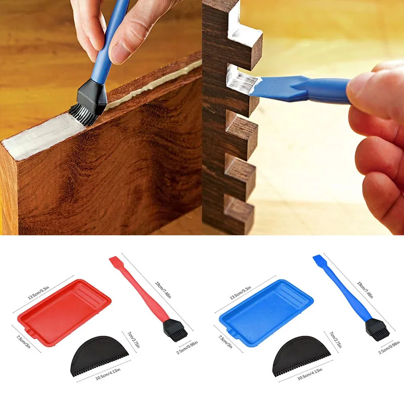 Long Silicone Glue Brush – Wood Glue Applicator Ideal For Woodworking  More – Long-Last Silicone To Hold Wet Glue – Easy To 3Pcs