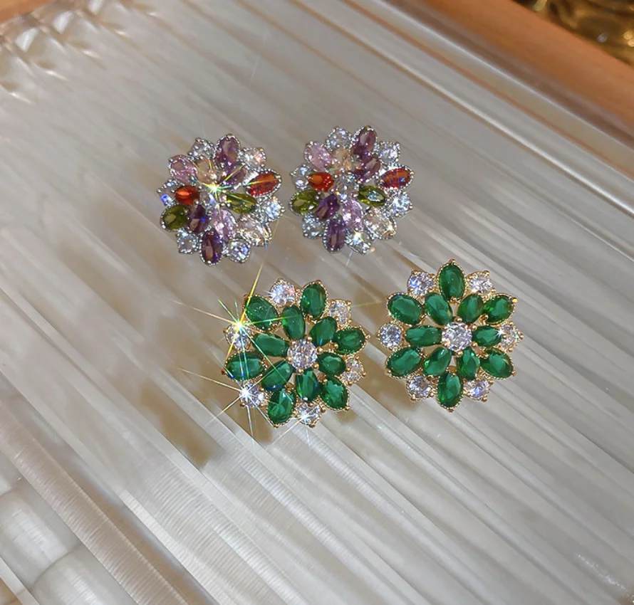 2022 new trend S925 silver needle copper zircon flower simple luxury Earrings for women Fashion Jewelry