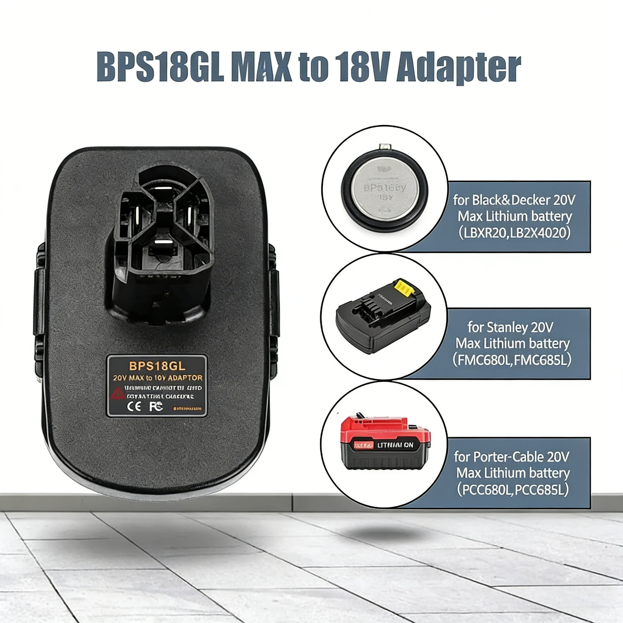 

Battery Adapter for Black&Decker for Porter for Stanley 20V Lithium Battery Convert to for Craftsman 19.2V Power tools BPS18GL