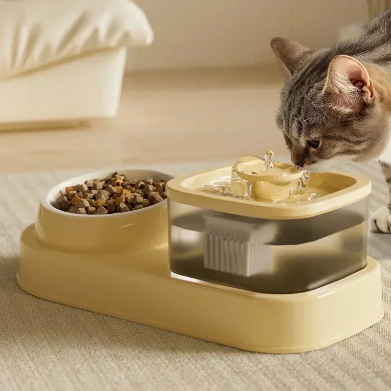 

KM- Фонтан для домашних животных Uto-фильтр USB Электрическая бесшумная поилка для кошек Чаша Кормушка для домашних животных 2-в-1 Рециркуляционная поилка для кошек Вода