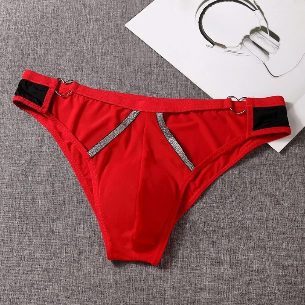 Herren-Dessous, Herren-Triangel-Slips, mit Herz-Muster, mit Gürtelriemen, mittelhohe Taille, dünne Herren-Slips, große Größen, atmungsaktive Unterwäsche für Herren. – Detail 8