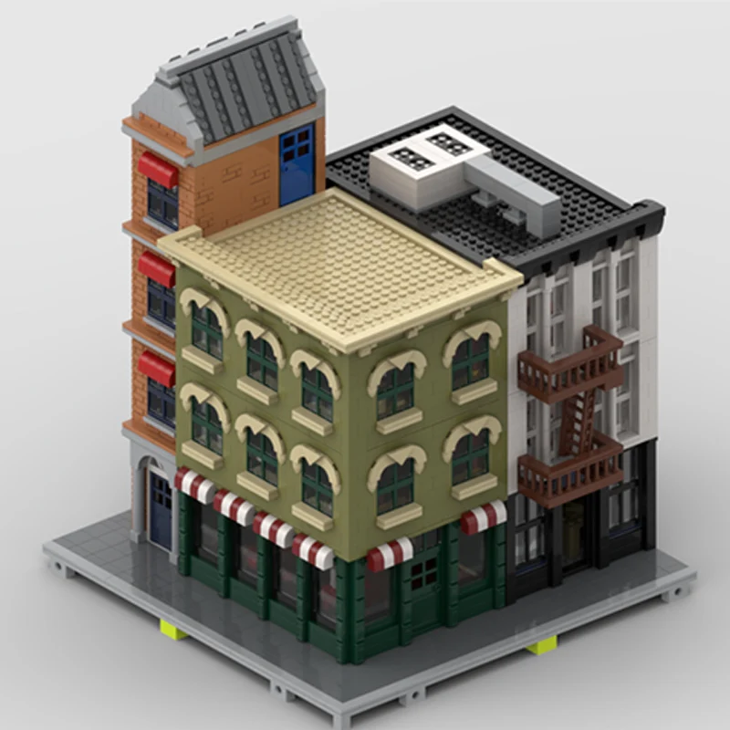 City Street View Model MOC Building Bricks Restaurant And Residence Modular Technology Children Holiday Gifts Assemble Toys Suit