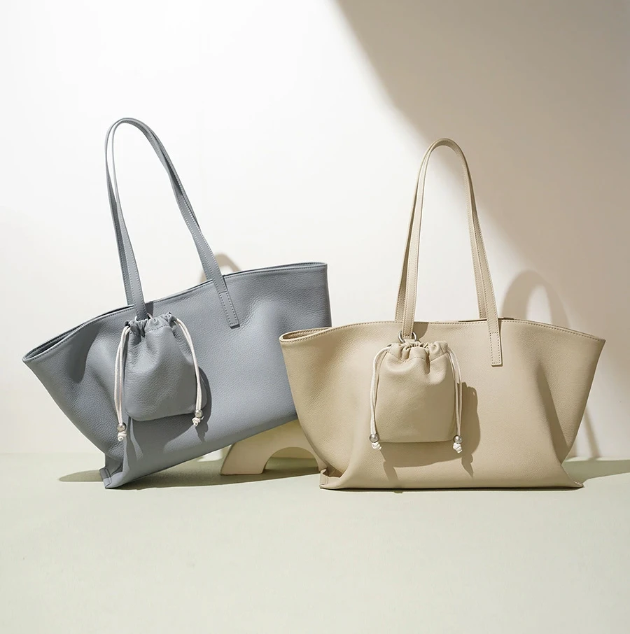 Spring/Summer New Arrival Top-grain Cowhide Luxury High Quality Women Handbag Fashion Simple Large-capacity Ladies Tote Bag