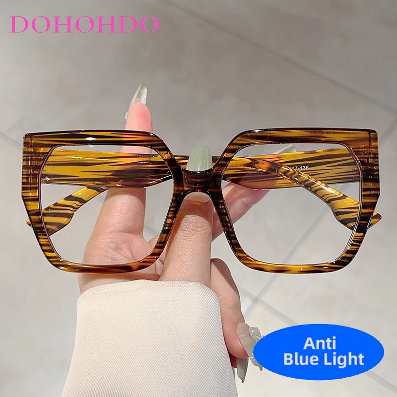 

Brand Designer Retro Luxury Big Square Eyeglasses Men Women Computer Anti Blue Light Glasses Fashion Classic Reading Eyeglasses