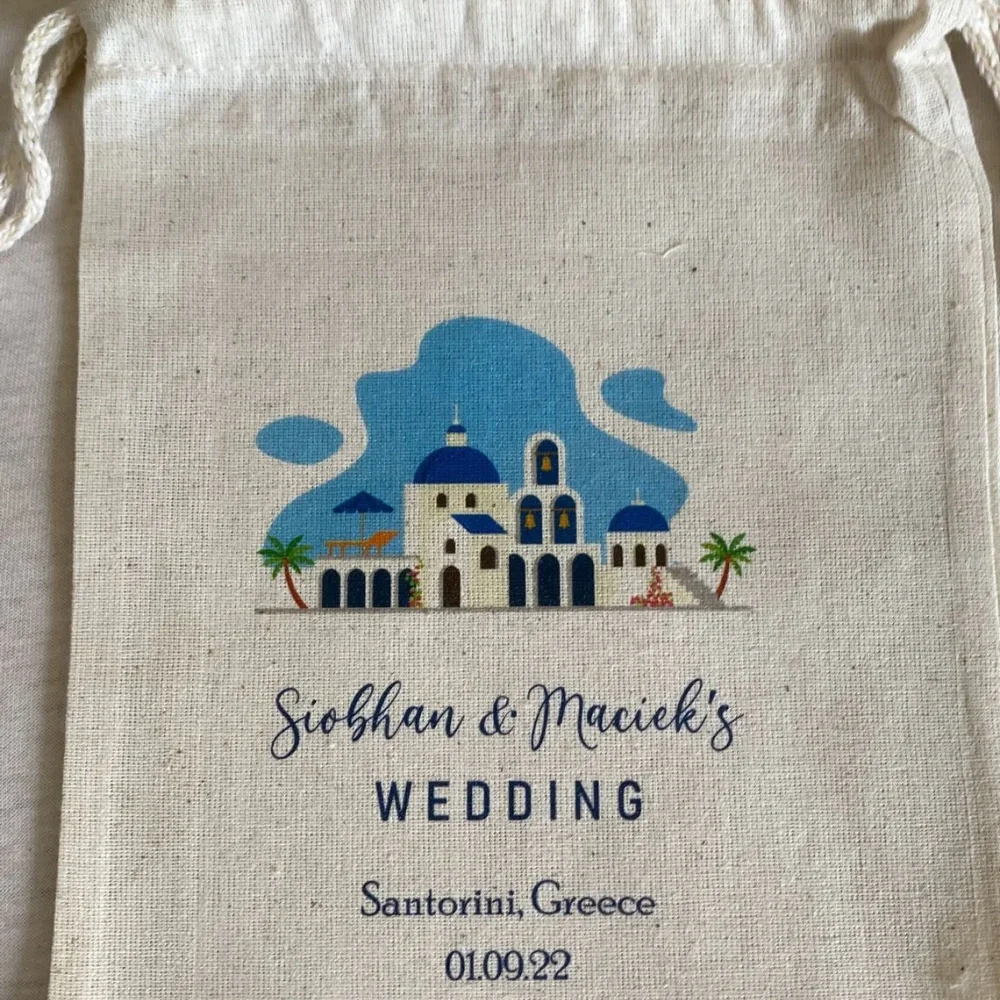 20 pcs Destination Bachelorette Party Hangover Kit,Greece Beach Party Drawstring Mini Favor Bags,Santorini Wedding Party Favor