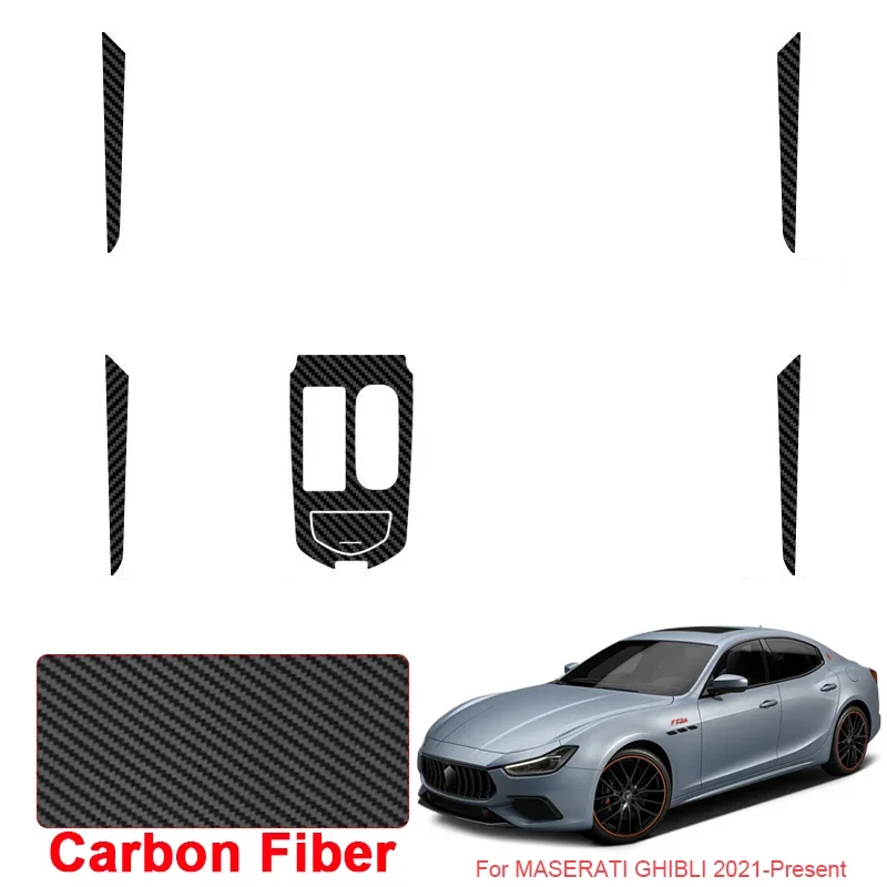 

Car Carbon Black Interior Sticker Lifting Window Panel Decal For MASERATI GHIBLI 2021-Present LHDGear Inner Door Protective Film