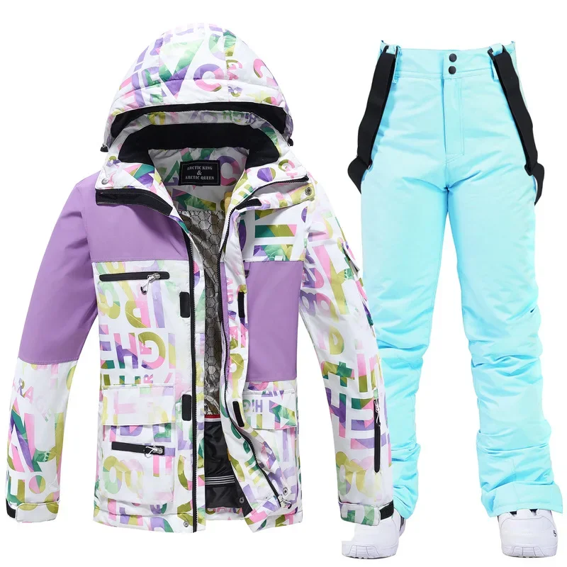 

2025 New Warm Skiing Suits Winter Ski Tracksuit for Ladies Man Outdoor Sport Windproof Waterproof Jacket Pants Snowboard Clothes