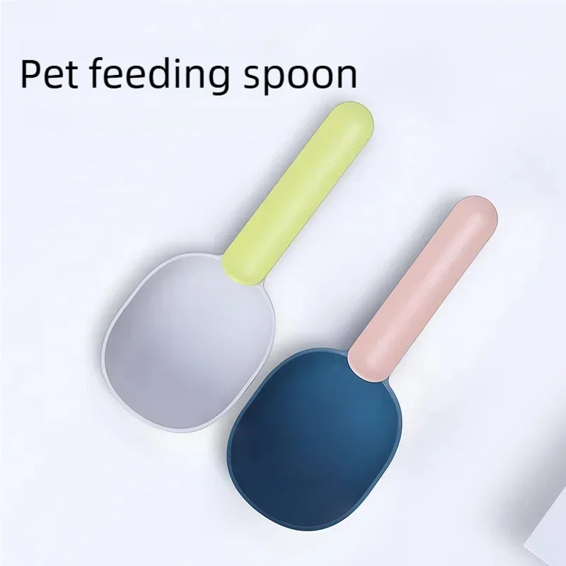 Cuillère multifonctionnelle pour nourriture pour chien et chat, cuillère d'alimentation, clip pour sac scellé, tasse doseuse créative, design incurvé, facile à nettoyer