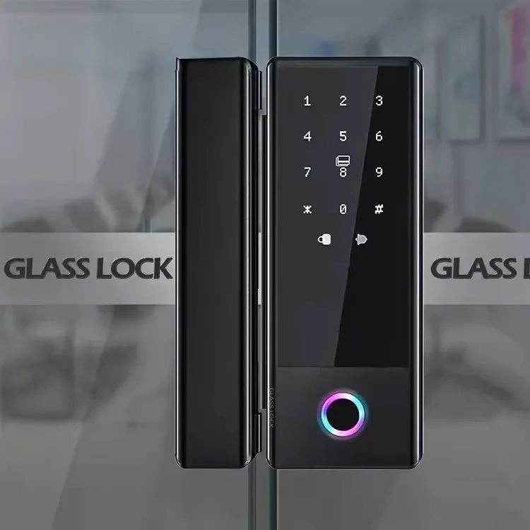 C83 Electronic Magnetic Rim TTlock Fingerprint Password Keyless Card BLE Automatic Smart Glass Door Lock