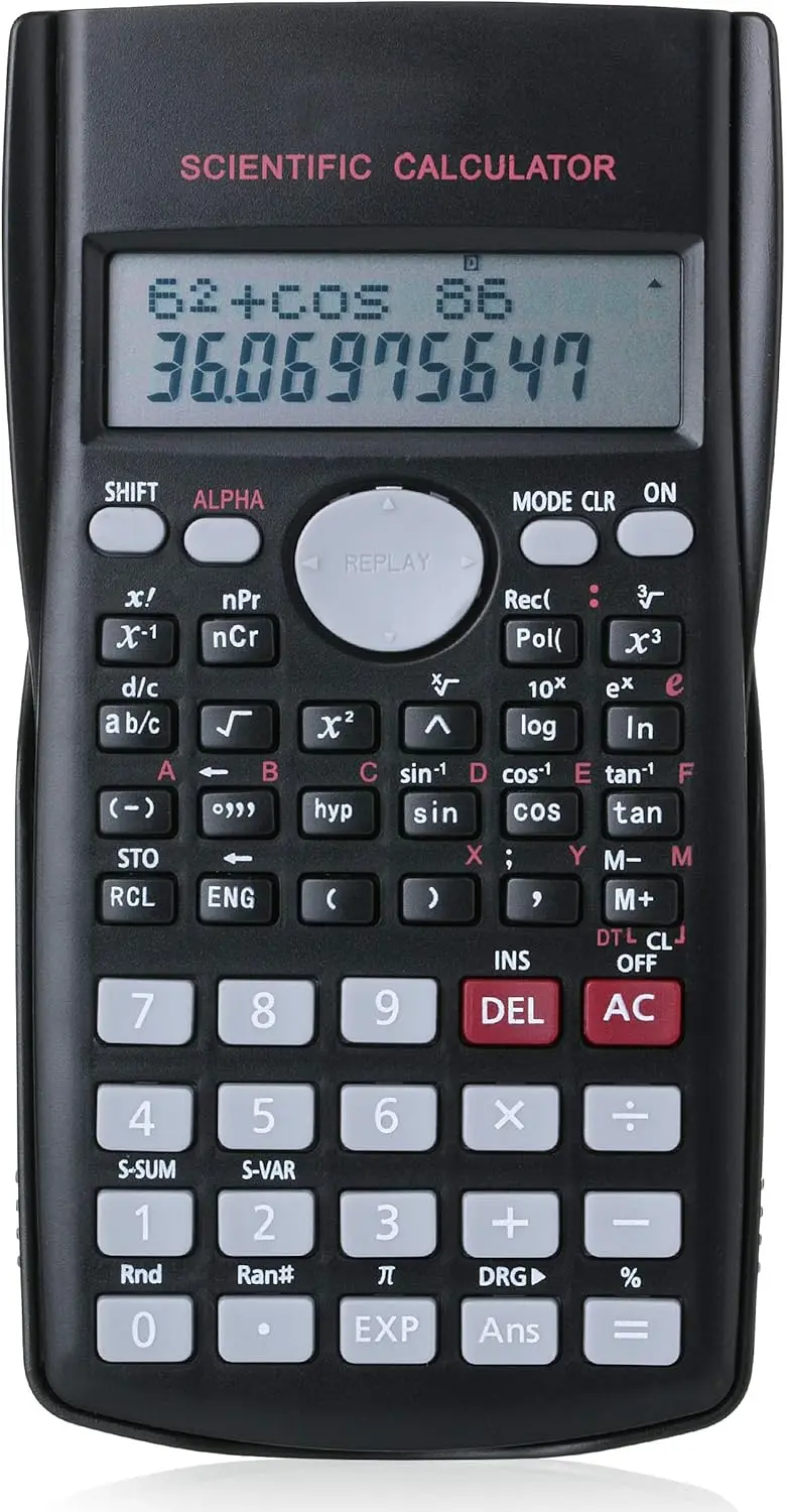 

2-Line Scientific Calculator with 240 Functions for Students & Engineers - HD Display, Ergonomic Design
