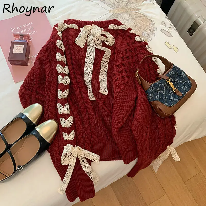 Pullovers Women Spring Korean Fashion Hotsweet Kawaii Designed Simple Lace-up Baggy All-match Prevalent Attractive Students Cozy