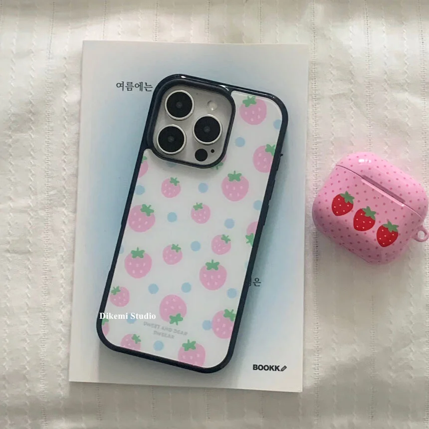 Cute Stberry Heart Polka Dot Soft ell Phone Case for iPhone 6 pro Max 5 pro 3 2 Full Cover 4 pro Girl's He...