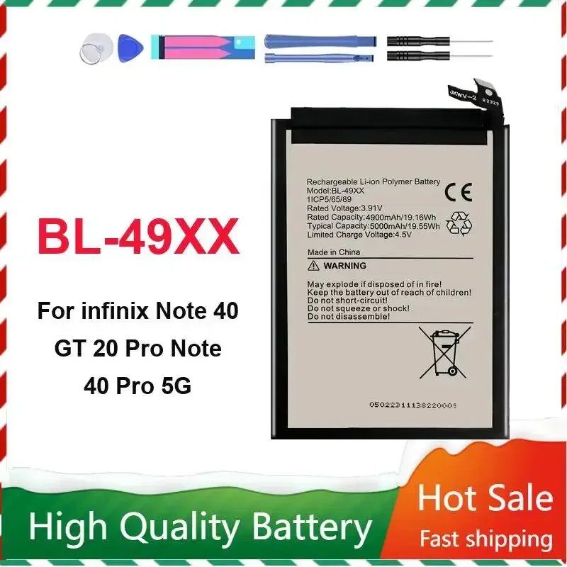 Reliable Replacement For Infinix Note 40 GT 20 Pro Note 40 Pro 5G BL-49XX High Quality 5000mAh Mobile Phone Battery