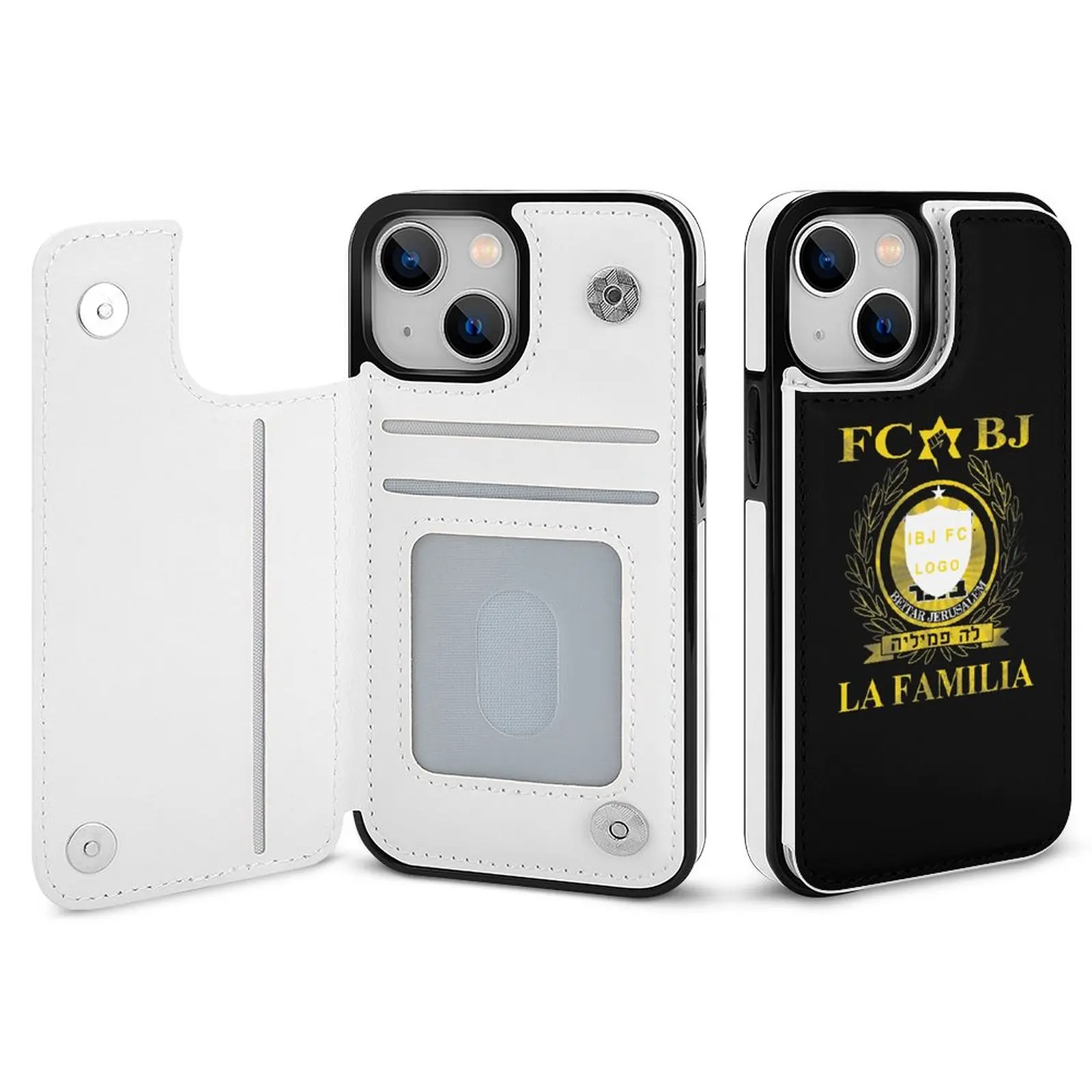 Israel Beitar Jerusalem Leather Wallet Case for iPhone 14 Wireless Charging Stand Snap Case