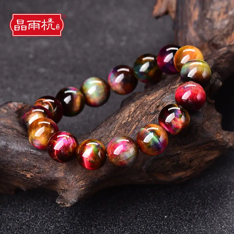 

Pure Natural Peacock Tiger Eye Bracelet Rose Red Tiger Eye Goodlucky HandString Women's Luxury Jewelry High-end Gifts For Love's