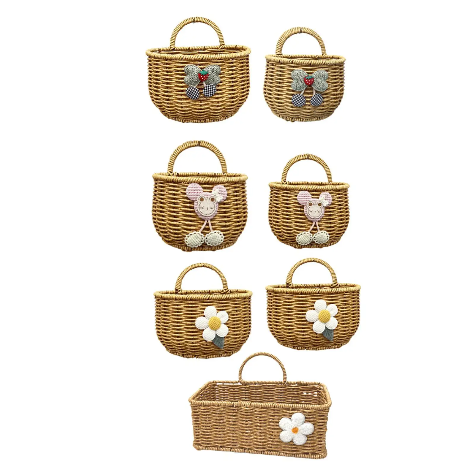 Hanging Storage Basket Imitation Rattan Container for Fruit Potato Key
