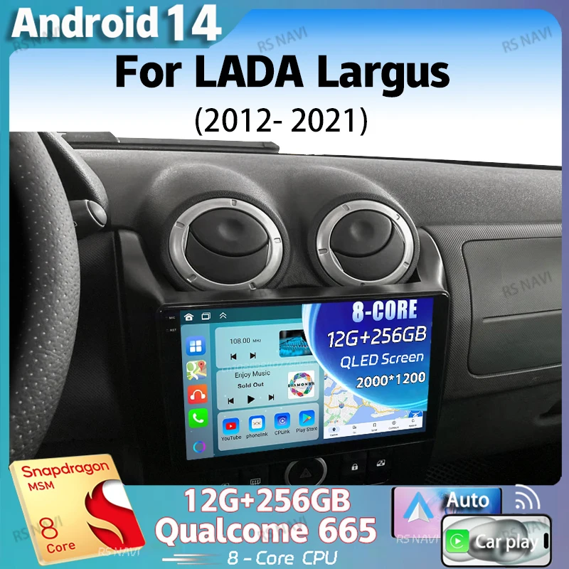 Android 14 For LADA Largus 2012 - 2021 2K QLED Android Car Radio Multimedia Video Player GPS AI Voice CarPlay 4G Stereo