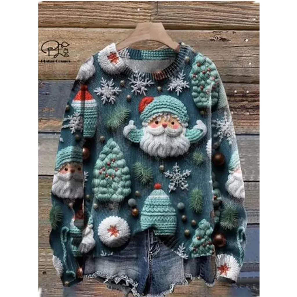 Fashion Winter Sweater Santa Claus Snowflake Christmas Tree Elk Art 3D Printing Authentic Ugly Sweater Unisex Casual Sweater