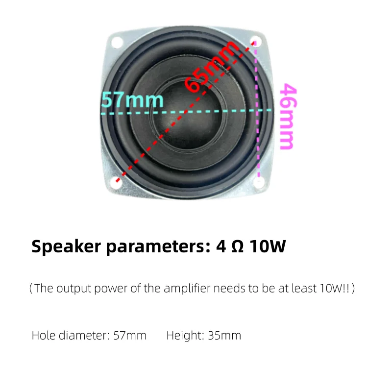 2.25-inch 57mm full range speaker, high and low frequencies, 4 Ω 10W Bluetooth speaker, power amplifier modification speaker