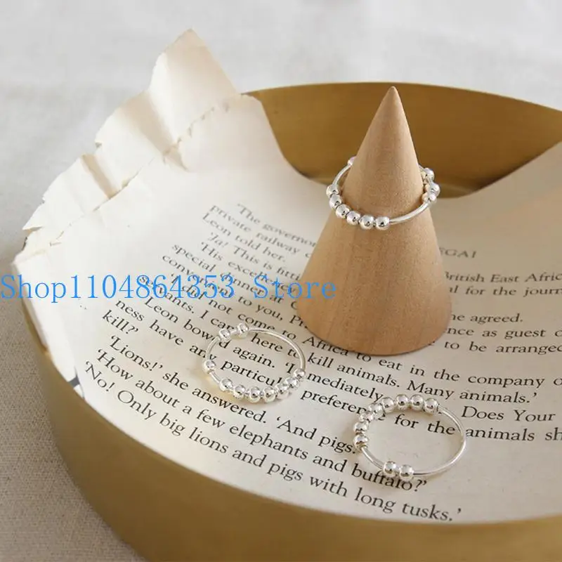 652F Spinner Beads Rings Anxiety Worry Peace Rings Relieving Stress Band Ring