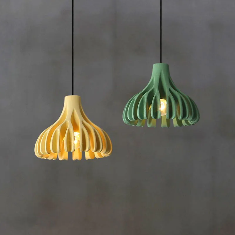 

Nordic Flower Shade Pendant Light Restaurant macarons lamp Designer Resin Lamp Bar Table Creative Decoration small pendant light