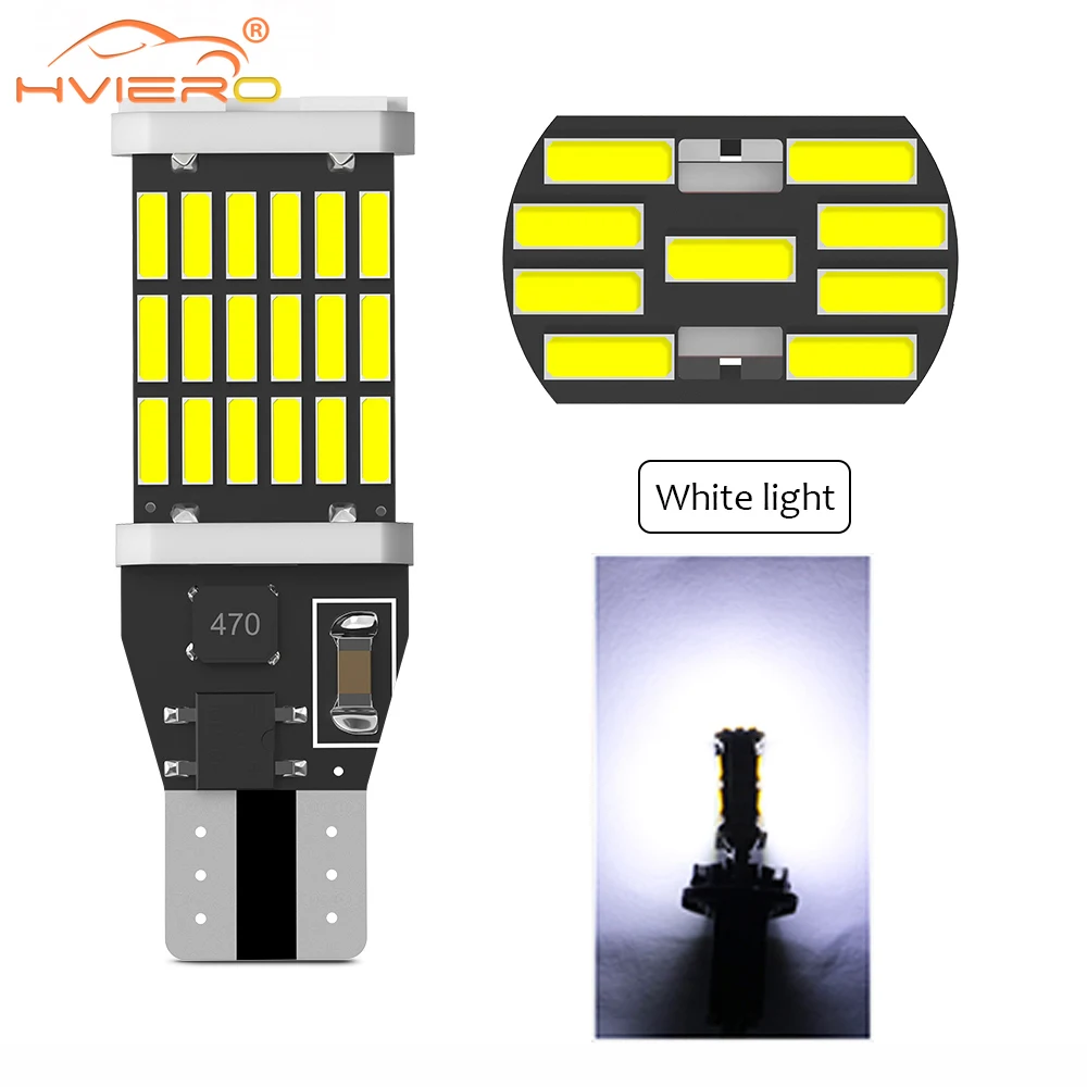 

1X Car T15 4014 45SMD License Plate Light LED 12V Bulbs Brake Backup Reverse Lantern White W16W Turn Signal Trunk Lamp Lighting