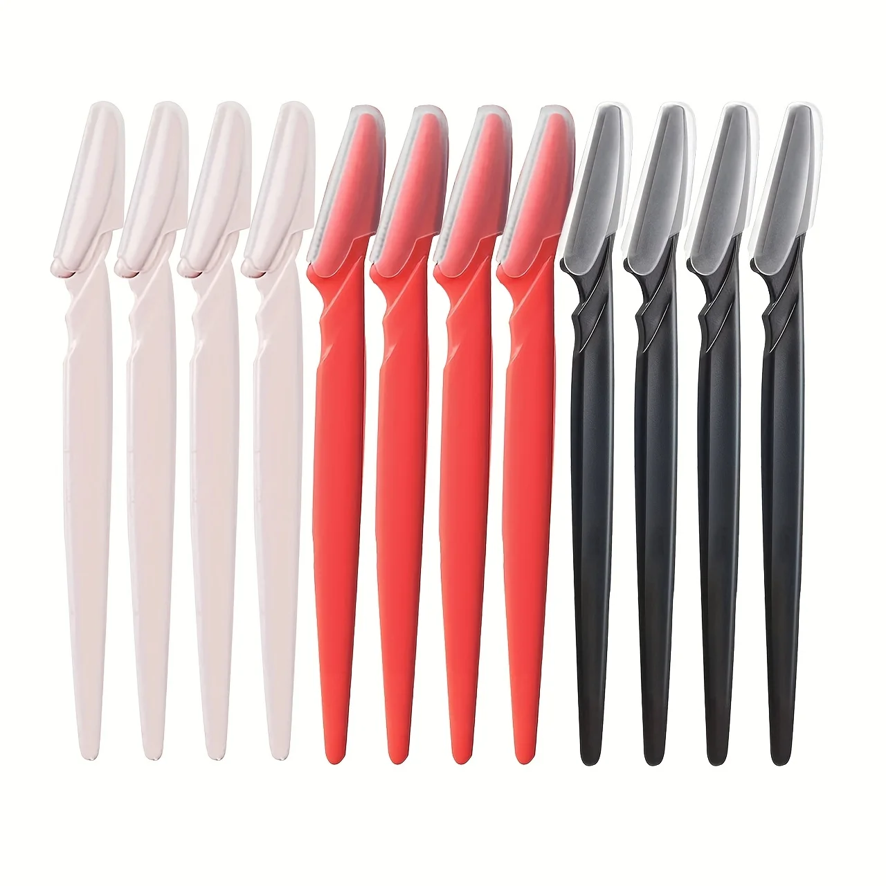 Three-Color Eyebrow Razor (Black + Light Pink + Dark Red) Eyebrow Shaving Razor Set, Stainless Steel Blades with Protective Cover, Facial Hair Removal Razor