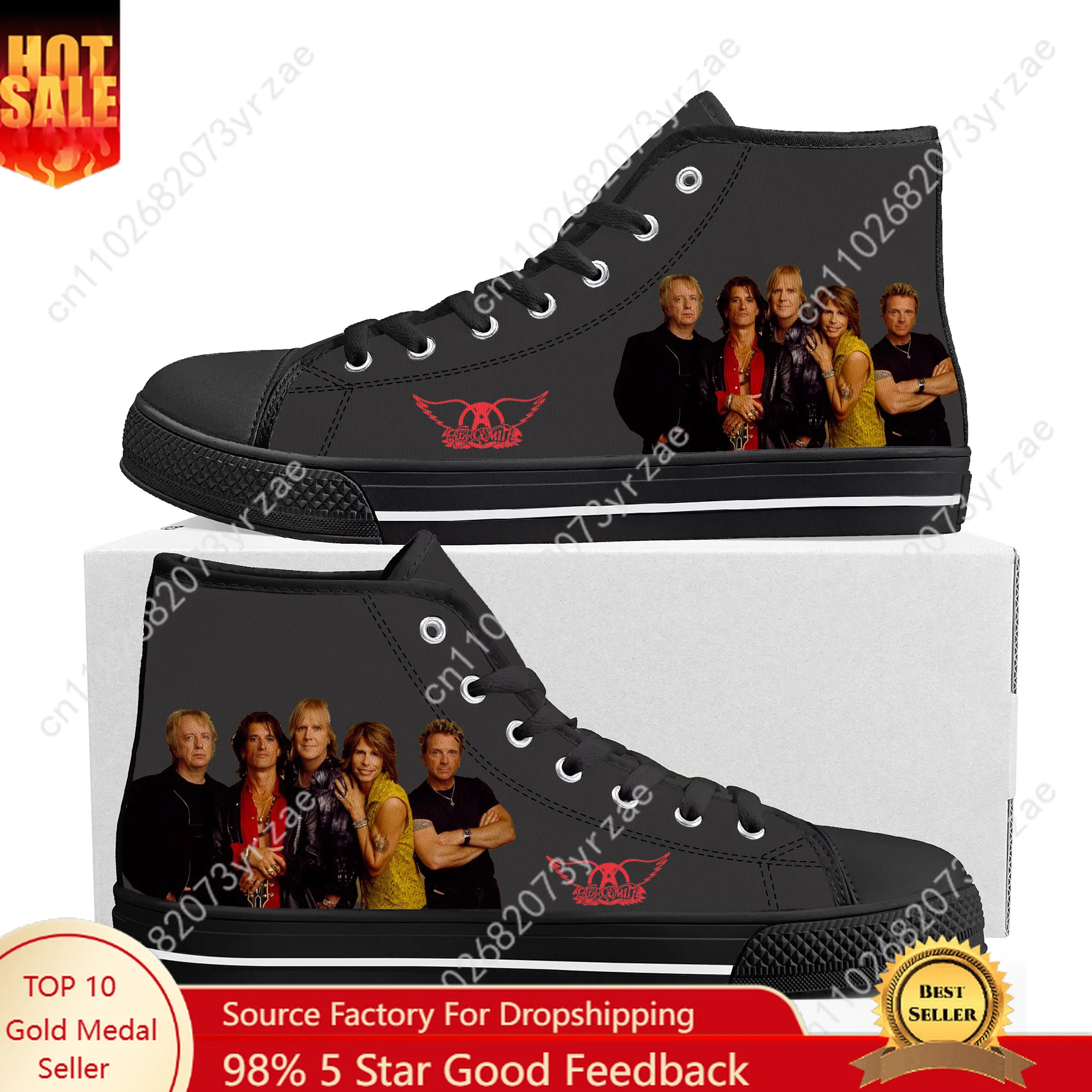 

Aerosmith High Top Sneakers Men Women Teenager High Quality Trend Canvas Sneaker Fashion Built Casual Couple Custom Made Shoe