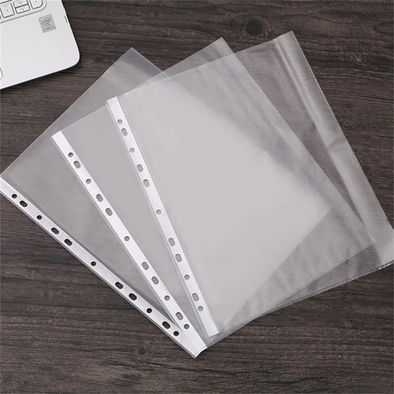 100/200 قطعة 11 حفرة أكياس بلاستيكية شفافة A4 ورقة حماة للمستندات أوراق فضفاضة منظم الورق حقيبة مستندات مجلد ملفات #5