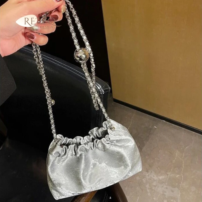 

Сумки на плечо для женщин, дизайнерские корейские модные сумки и кошельки из искусственной кожи, трендовая цепочка, серебряная сумка-ведро через плечо